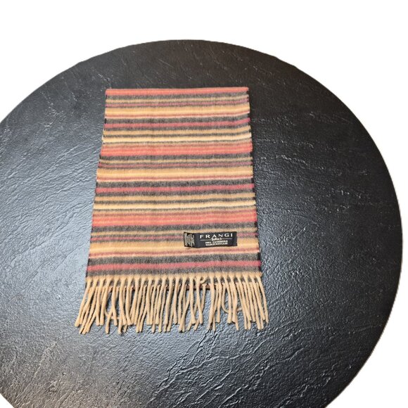 VTG Frangi The Rack 100% Cashmere Scarf – Striped Scotland Unisex Earthy Tones - Picture 2 of 7